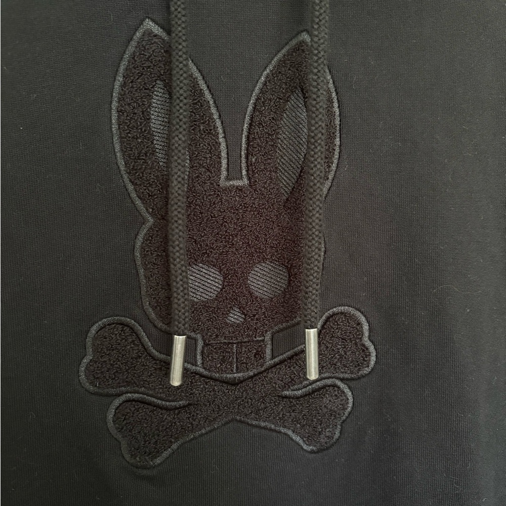 Psycho Bunny Wayne Chenille Patch Hoodie Black Size S Men’s Pullover - Picture 6 of 11